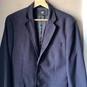 H&M Slim Fit Navy Blue with Black Trim Sport Coat Blazer